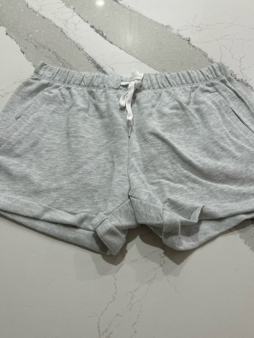 PINK Victoria's Secret Light Gray Knit Drawstring Athletic Shorts